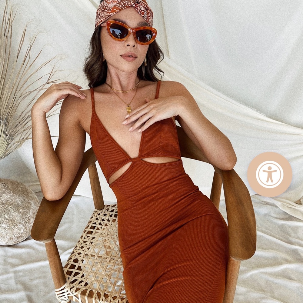 Shop Starlow Medium rust cutout maxi dress